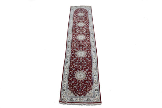 Red Floral 3X13 Nain Oriental Runner Rug