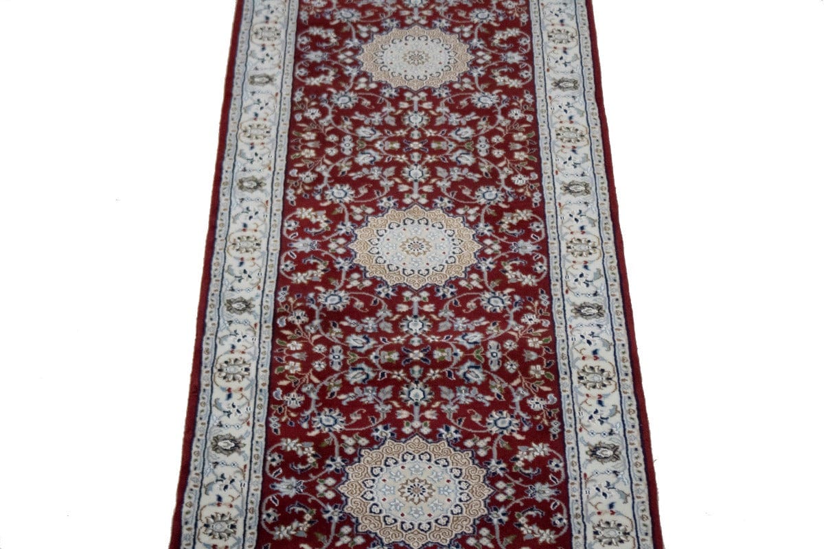 Red Floral 3X13 Nain Oriental Runner Rug