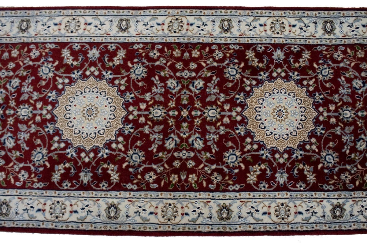 Red Floral 3X13 Nain Oriental Runner Rug