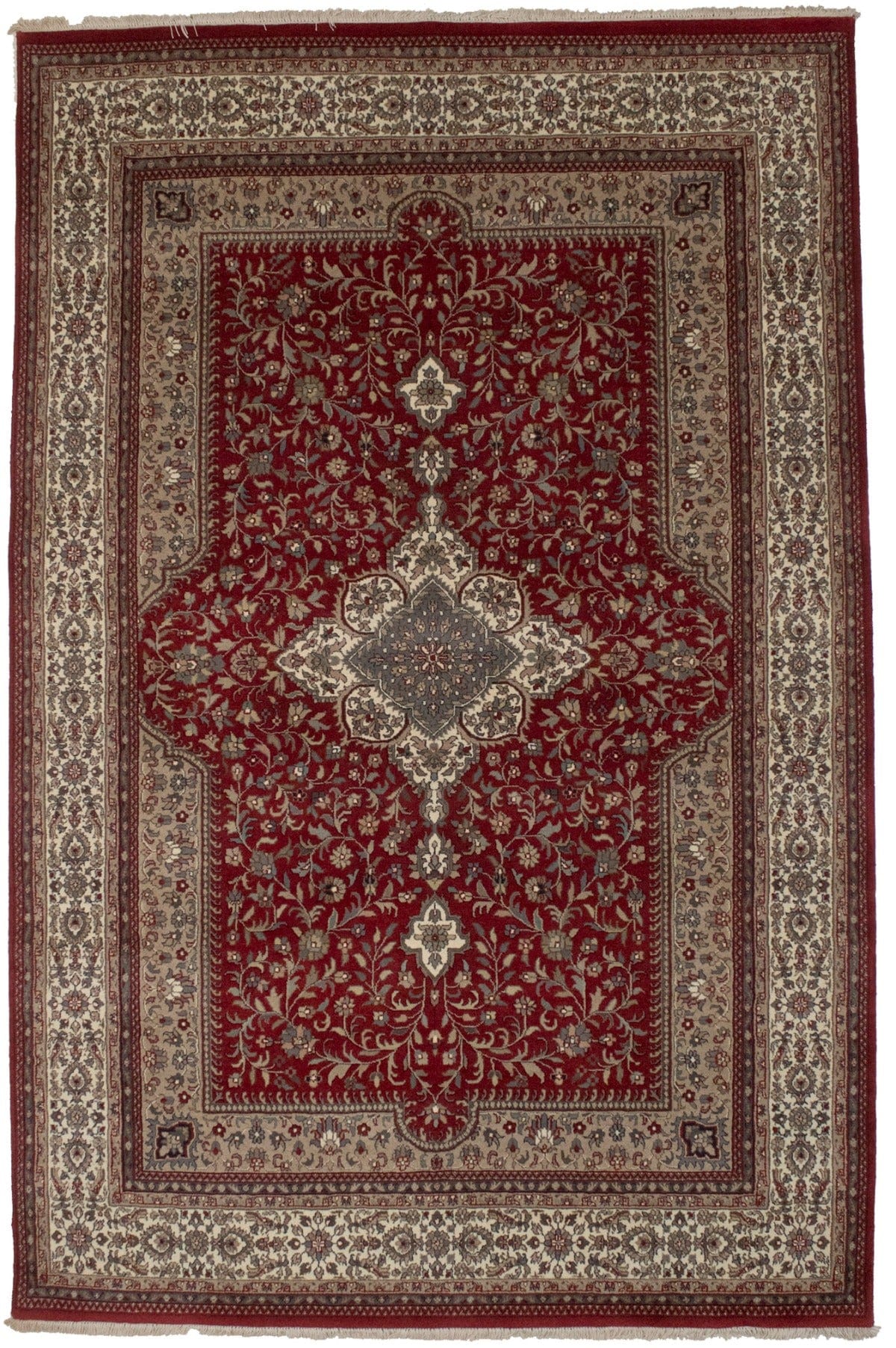 Red Floral Classic 6'5X9'9 Indo-Kashan Oriental Rug