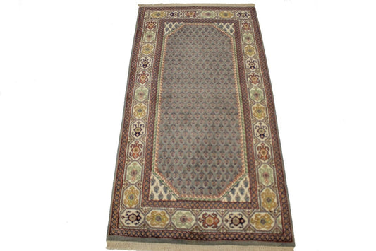 Gray Floral 2'5X4'7 Indo Botemir Oriental Rug