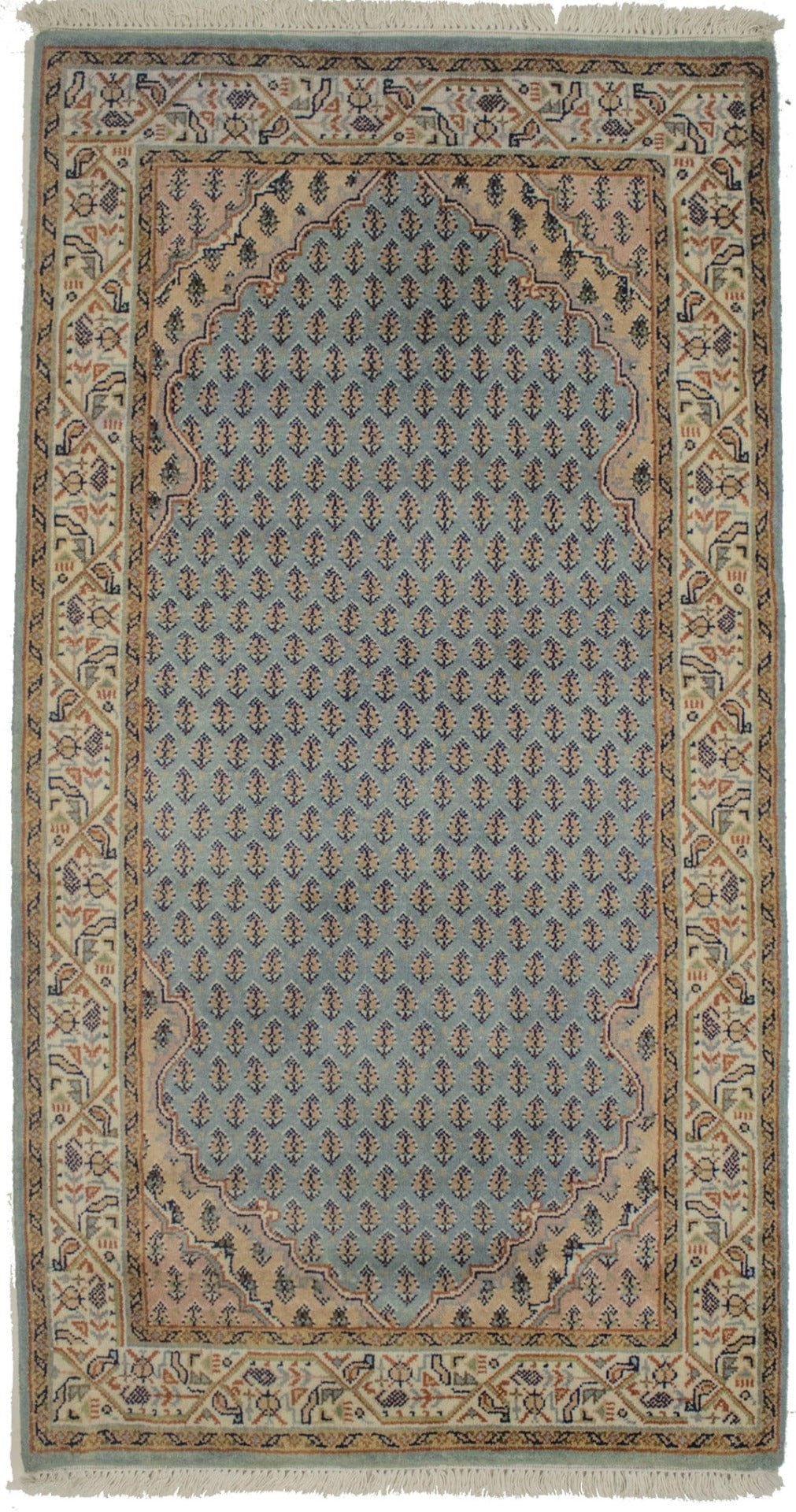 Light Blue-gray Floral 2'4X4'5 Indo Botemir Oriental Rug