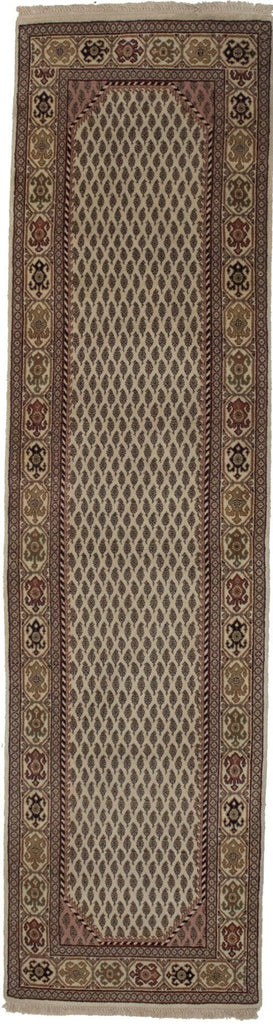 Cream Floral 2'4X9 Indo Botemir Oriental Runner Rug