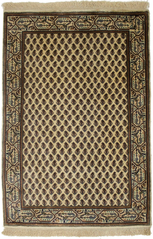 Cream Floral 2X3 Indo Botemir Oriental Rug