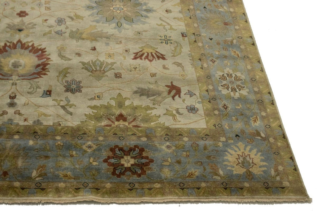 Beige & Light Blue Floral 12X15 Osh Chobi Peshawar Oriental Rug