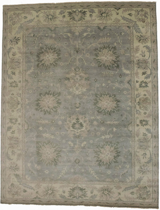 Brownish Grey Floral Peshawar 9X12 Oriental Rug