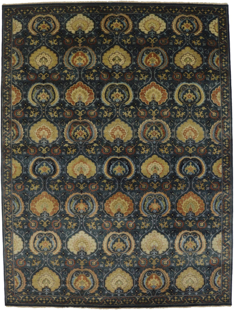 Dark Slate Floral 9X12 Osh Chobi Peshawar Oriental Rug