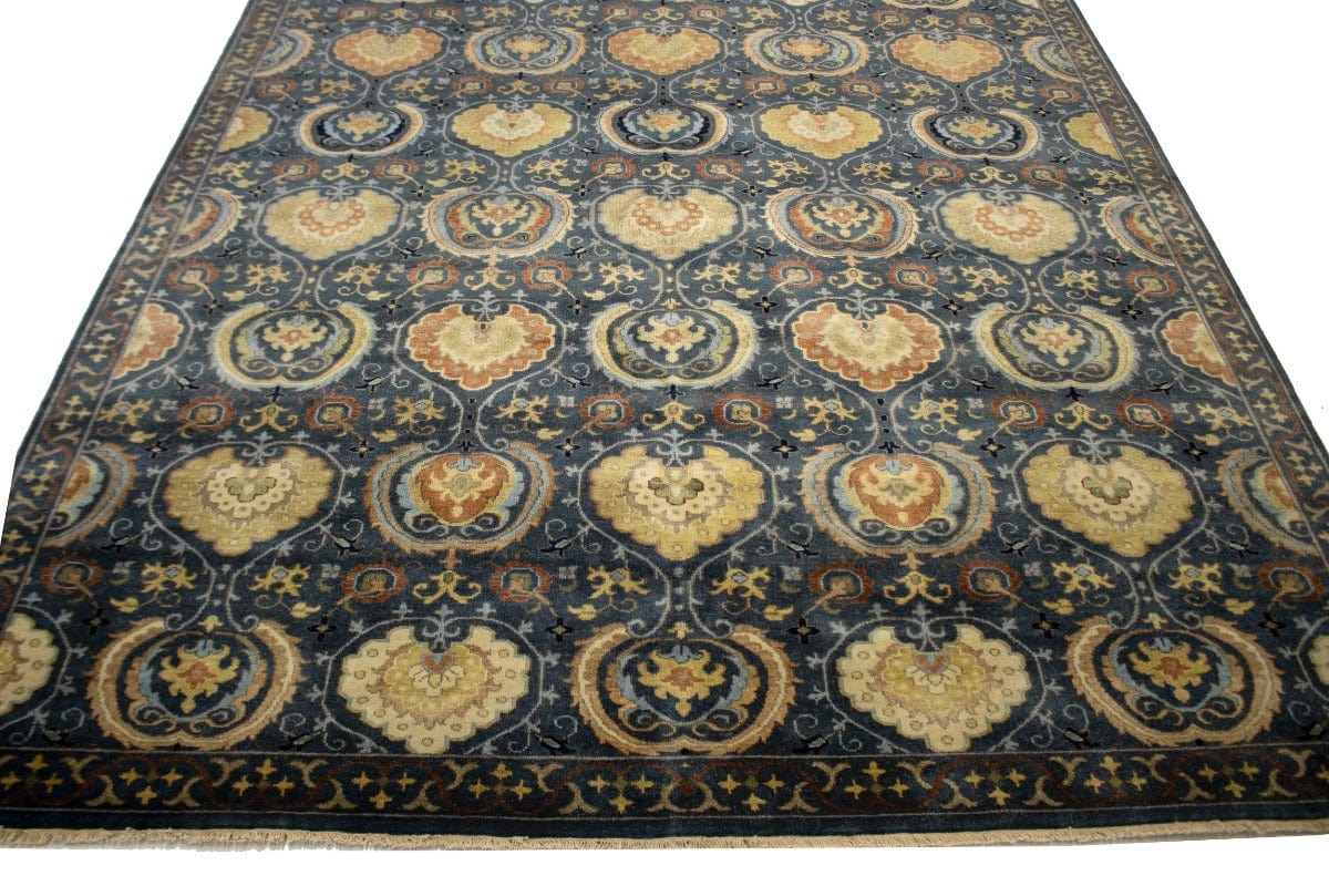 Dark Slate Floral 9X12 Osh Chobi Peshawar Oriental Rug