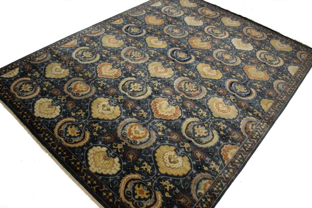 Dark Slate Floral 9X12 Osh Chobi Peshawar Oriental Rug