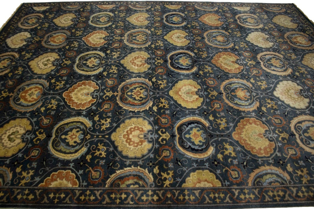 Dark Slate Floral 9X12 Osh Chobi Peshawar Oriental Rug