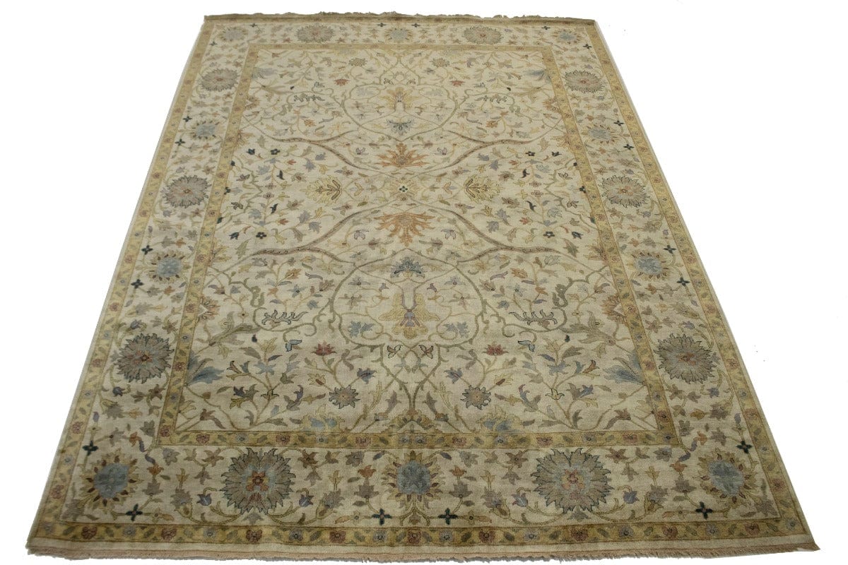 Beige Floral 10X14 Osh Chobi Peshawar Oriental Rug