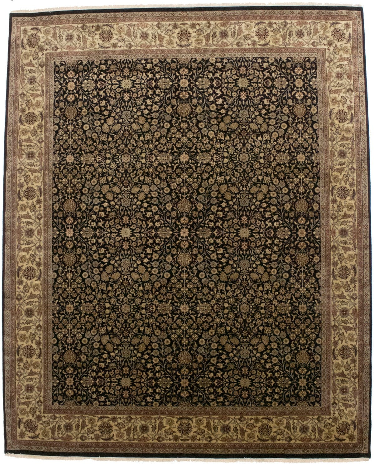 Black Floral Haji Jalili 8X10 Indo-Tabriz Oriental Rug