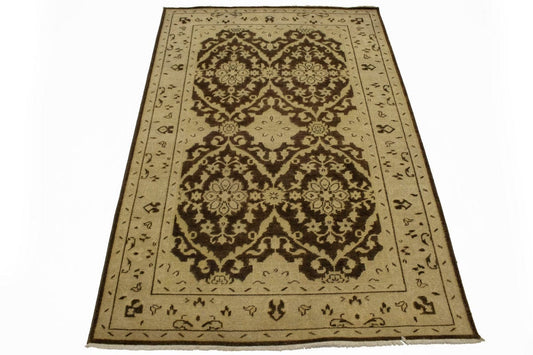 Brown Floral 5'5X8'7 Transitional Oriental Rug