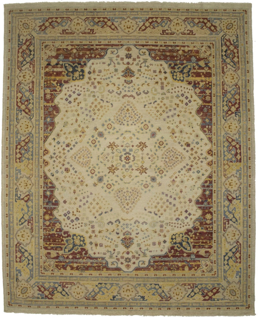 Muted Cream Beige Floral Heriz Serapi 8X10 Oriental Rug