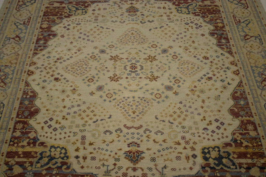 Muted Cream Beige Floral Heriz Serapi 8X10 Oriental Rug