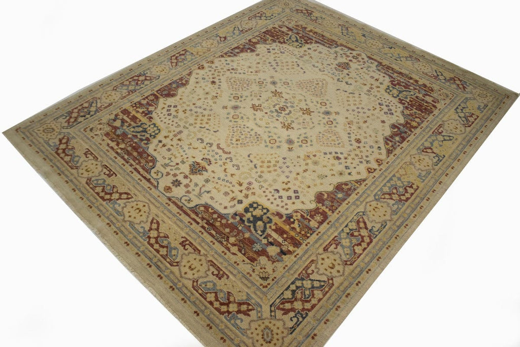 Muted Cream Beige Floral Heriz Serapi 8X10 Oriental Rug