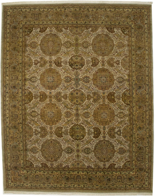 Cream Floral 8X10 Indo-Tabriz Oriental Rug