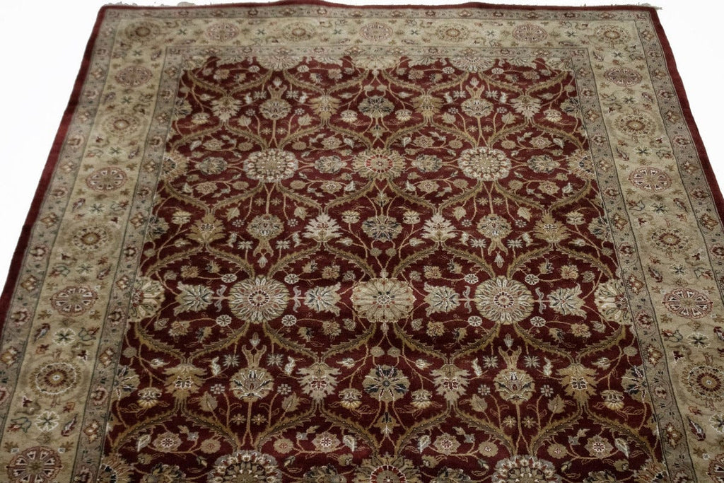 Wine Red Floral 6X9 Indo-Tabriz Oriental Rug