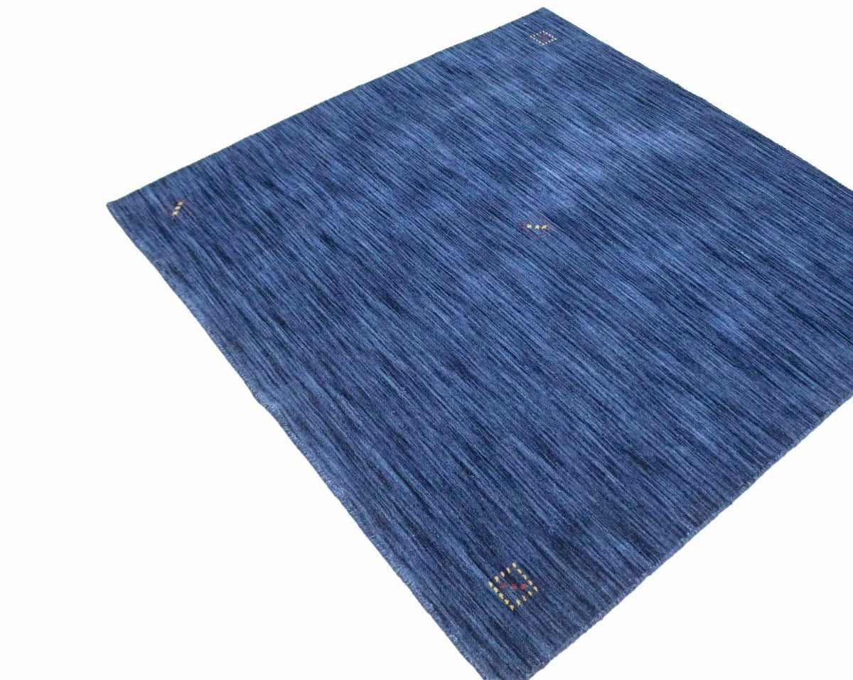 Solid Navy Blue 5X5 Oriental Modern Square Rug