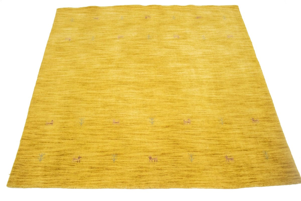 Solid Gold 5X5 Oriental Modern Square Rug