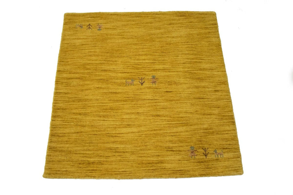 Solid Gold 3X3 Oriental Modern Square Rug