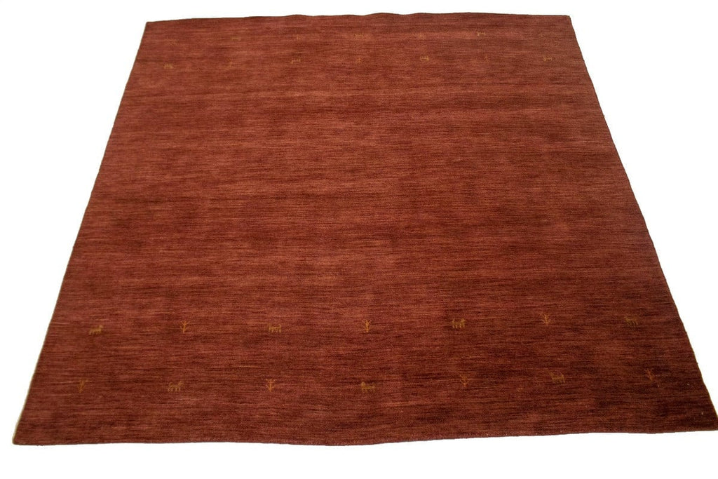 Solid Rusty Red 8X8 Oriental Modern Square Rug