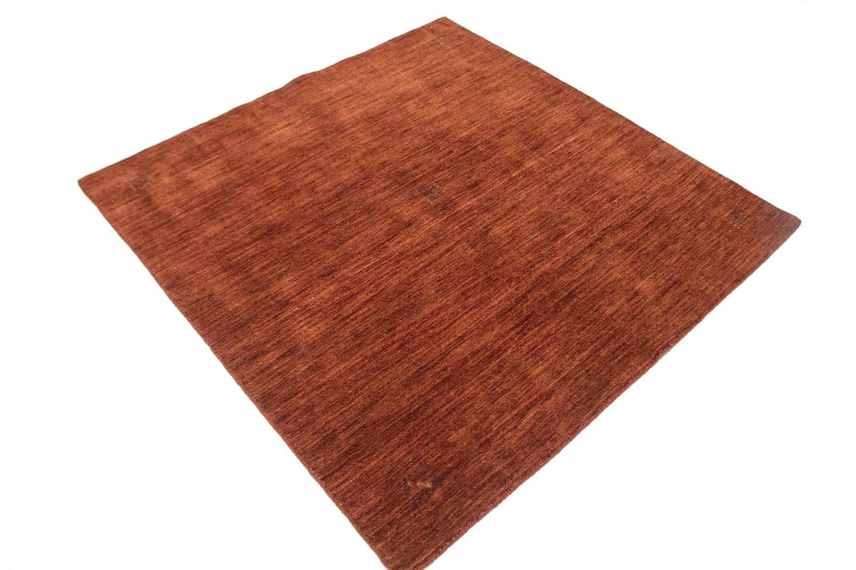 Solid Rusty Red 5X5 Oriental Modern Square Rug