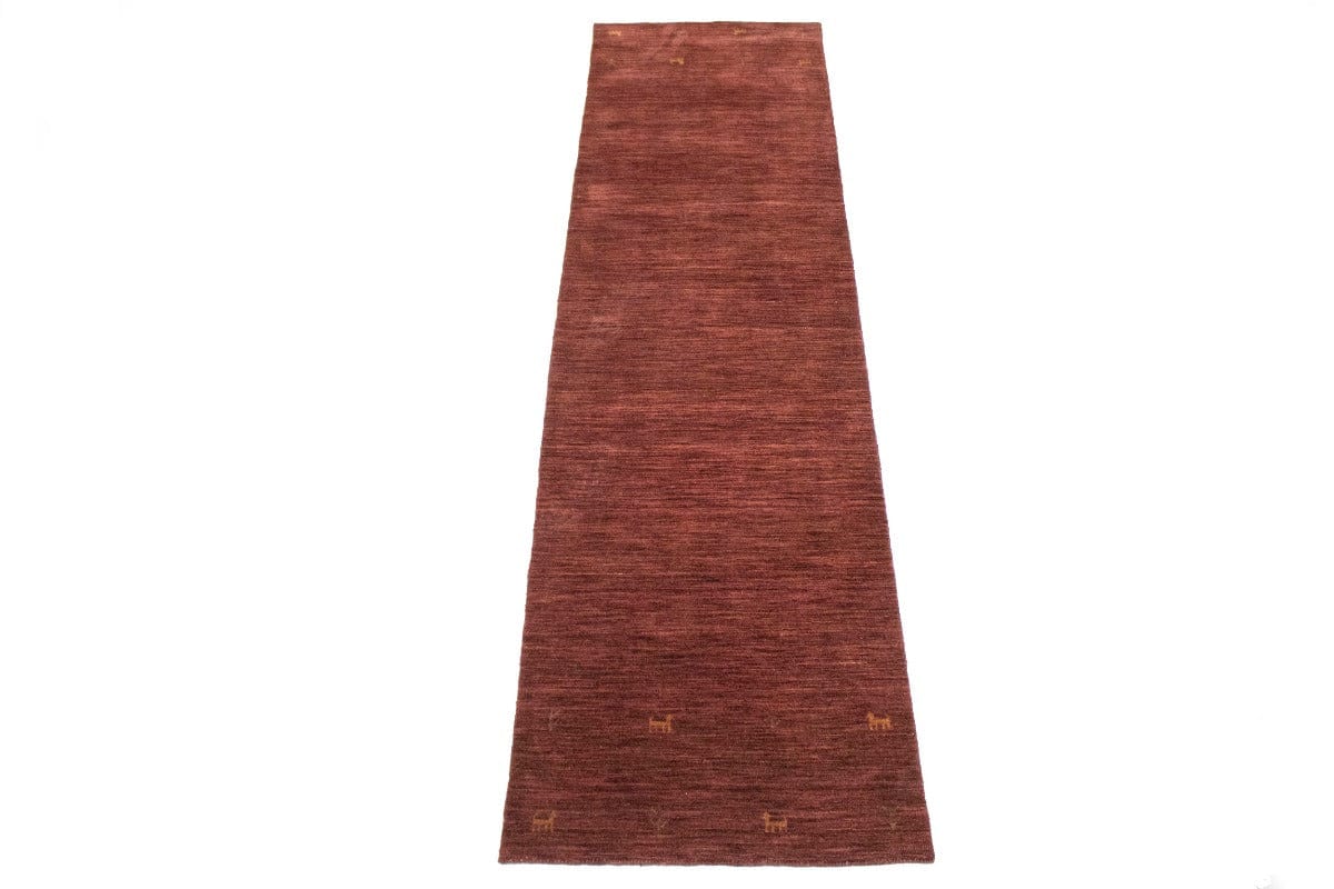 Solid Maroon Red 3X10 Oriental Modern Runner Rug