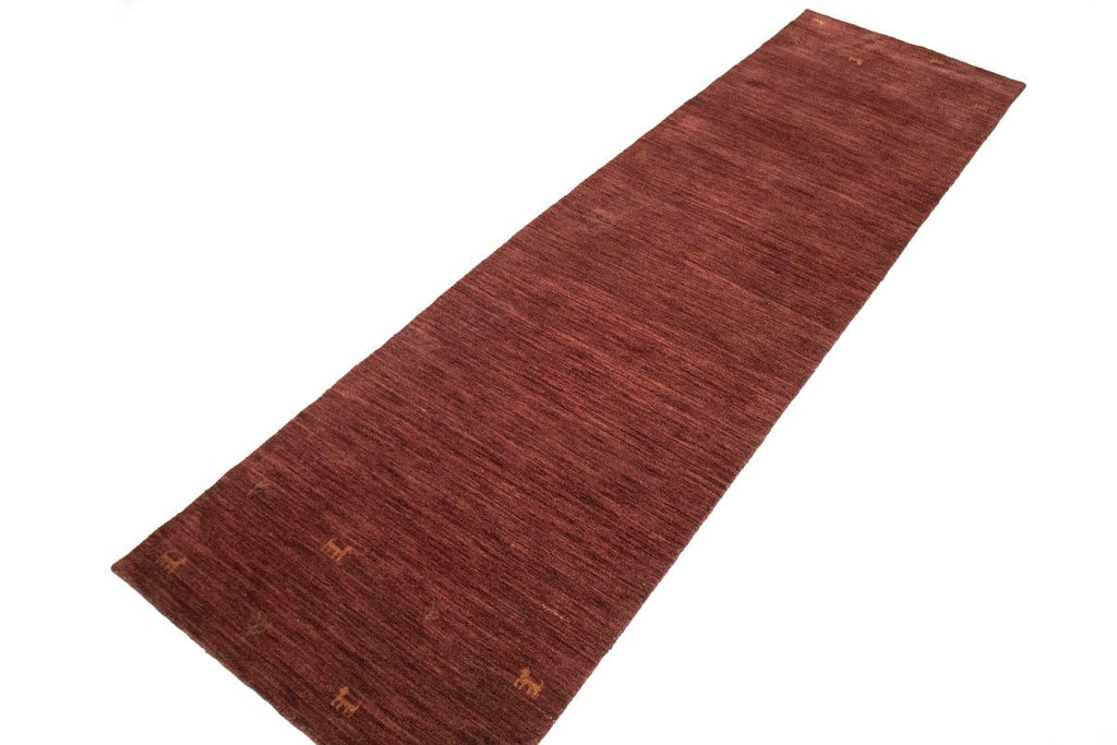 Solid Maroon Red 3X10 Oriental Modern Runner Rug