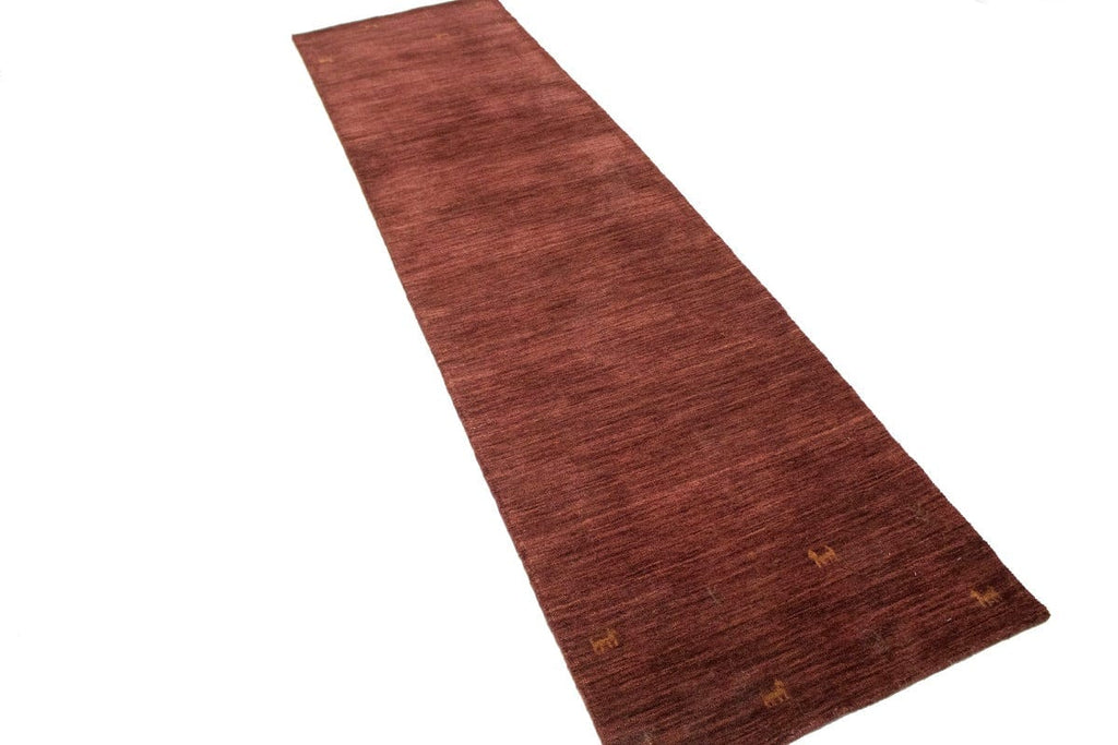 Solid Maroon Red 3X10 Oriental Modern Runner Rug