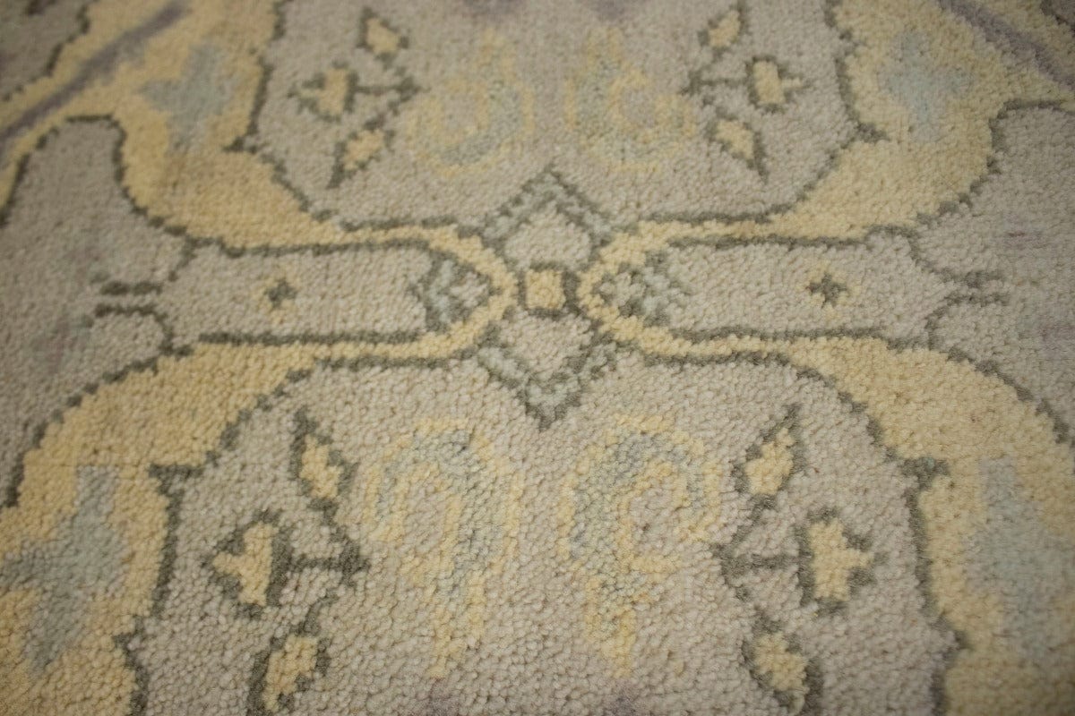 Beige Casual Floral 3X2 Oushak Chobi Oriental Runner Rug