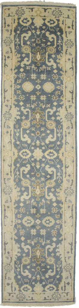 Gray Floral 3X10 Oushak Chobi Oriental Runner Rug