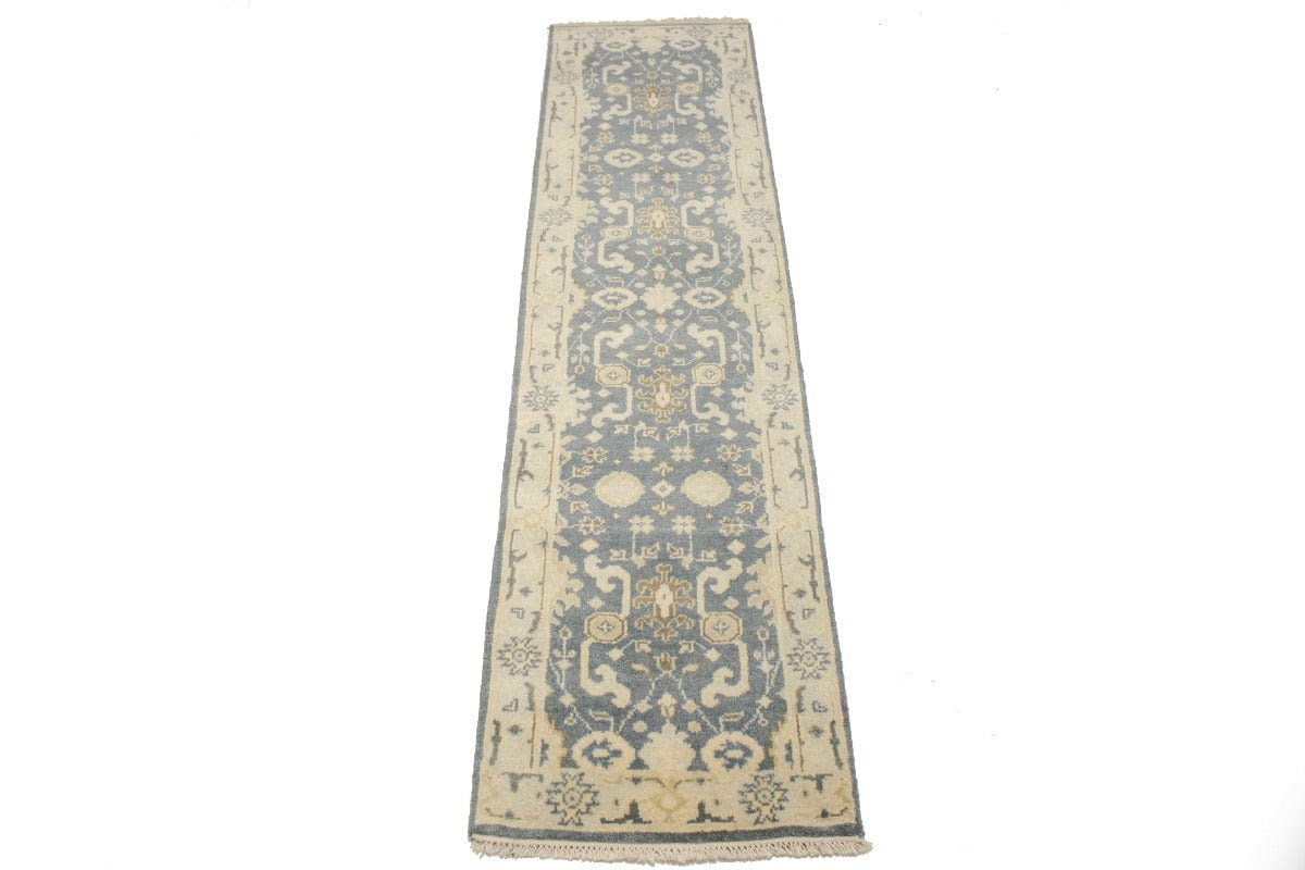 Gray Floral 3X10 Oushak Chobi Oriental Runner Rug