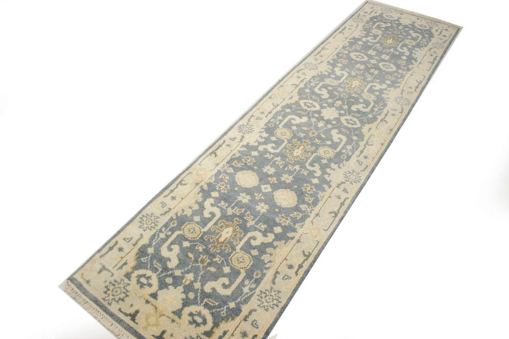 Gray Floral 3X10 Oushak Chobi Oriental Runner Rug