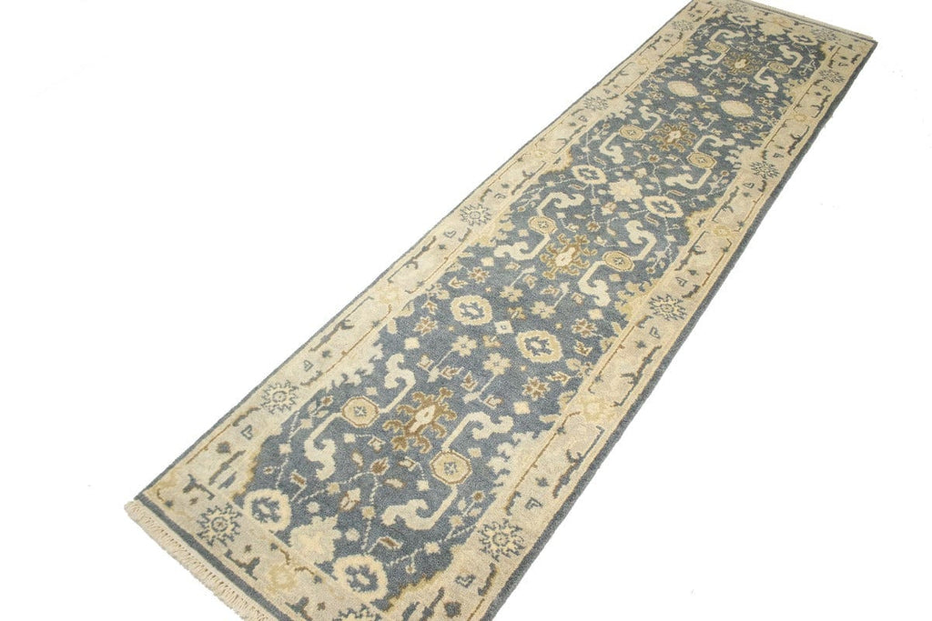 Gray Floral 3X10 Oushak Chobi Oriental Runner Rug