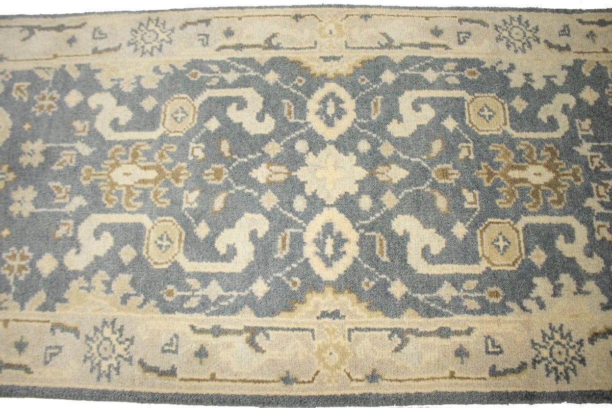 Gray Floral 3X10 Oushak Chobi Oriental Runner Rug