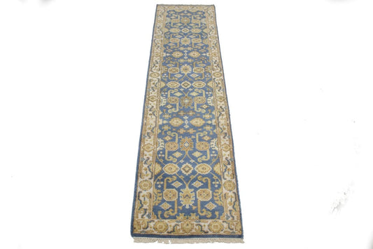 Gray Floral 3X10 Oushak Chobi Oriental Runner Rug