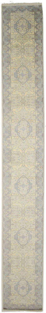 Beige Floral 3X20 Oushak Chobi Oriental Runner Rug