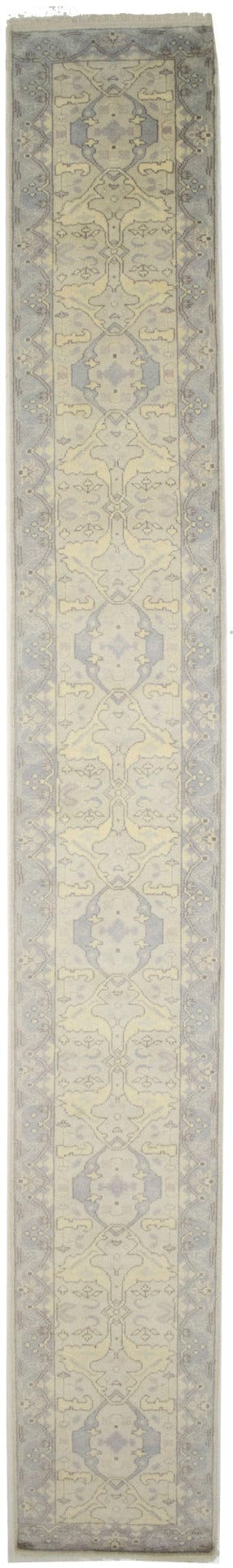 Beige Floral 3X20 Oushak Chobi Oriental Runner Rug