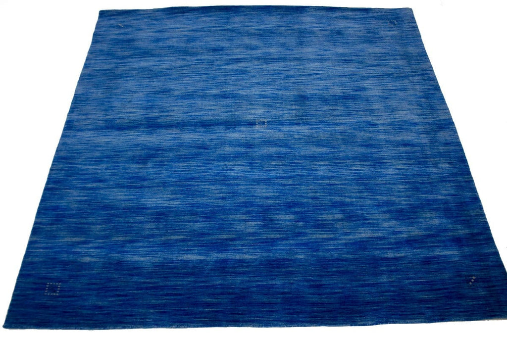 Solid Blue 8X8 Oriental Modern Square Rug