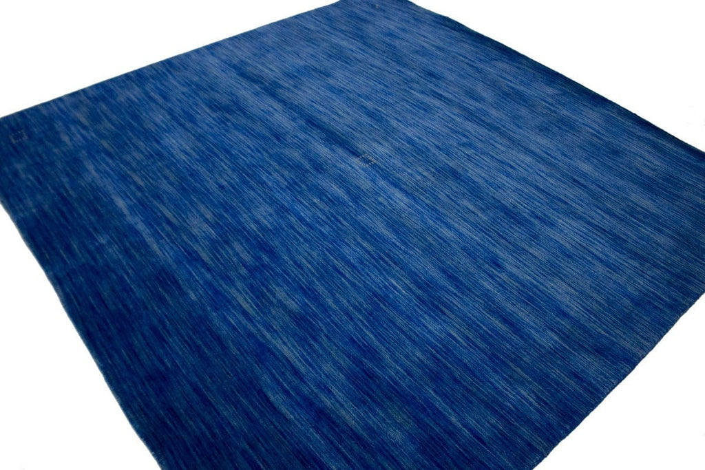 Solid Blue 8X8 Oriental Modern Square Rug