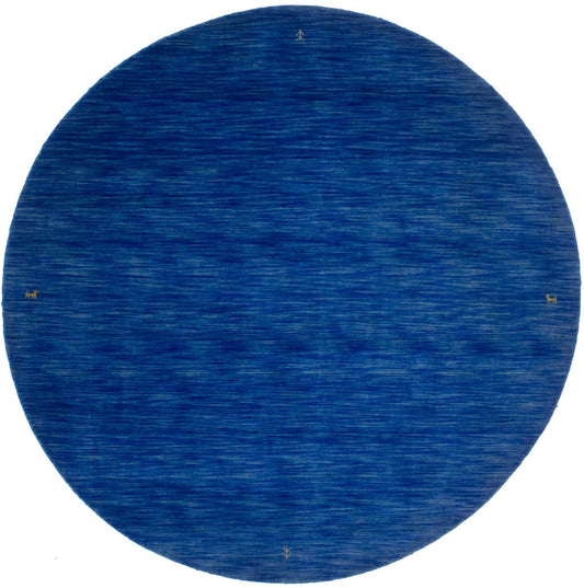 Solid Blue 8X8 Oriental Modern Round Rug