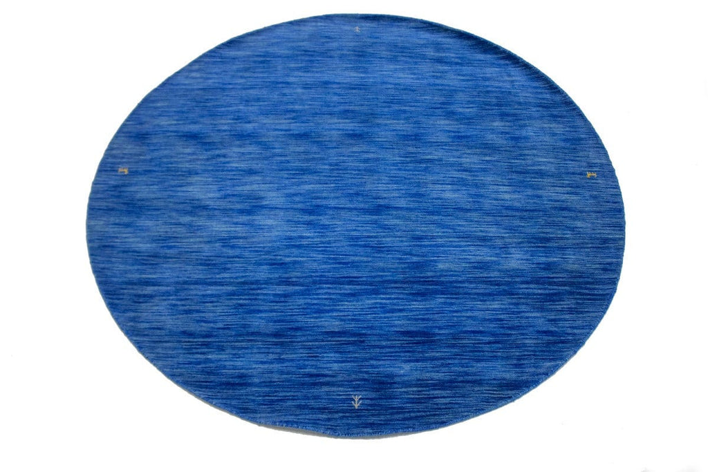 Solid Blue 8X8 Oriental Modern Round Rug