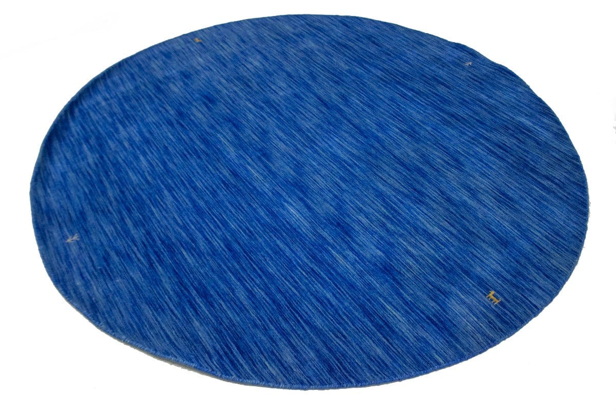 Solid Blue 8X8 Oriental Modern Round Rug