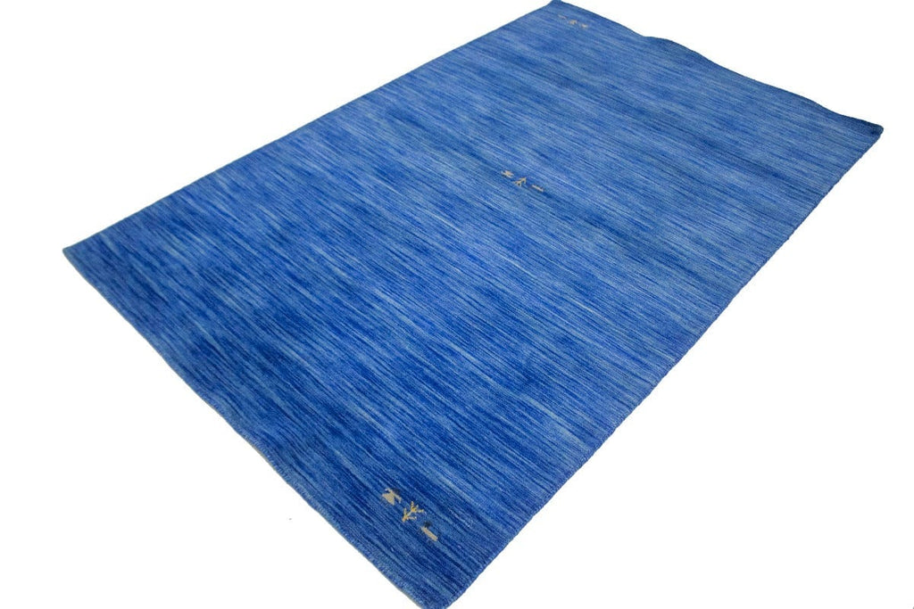 Solid Blue 5X8 Oriental Modern Rug