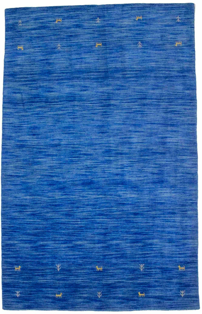 Solid Blue 5X8 Oriental Modern Rug