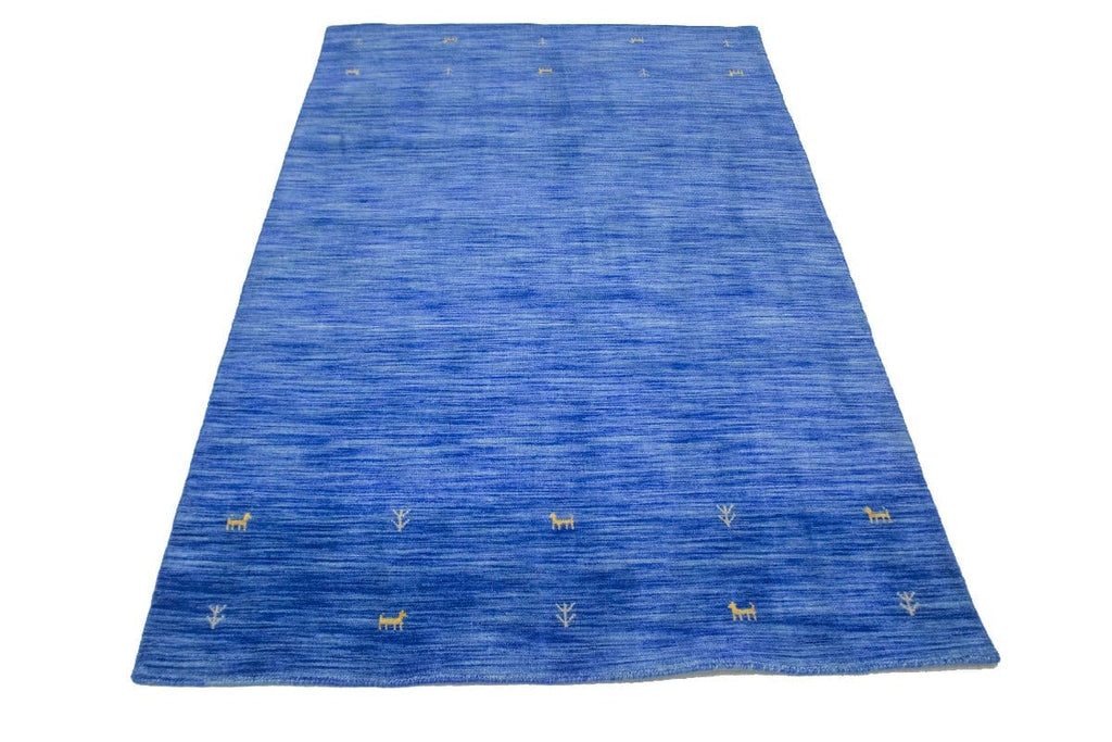 Solid Blue 5X8 Oriental Modern Rug