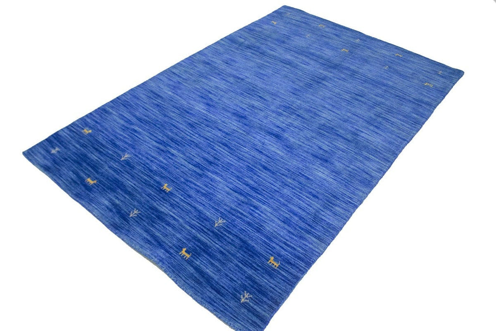 Solid Blue 5X8 Oriental Modern Rug