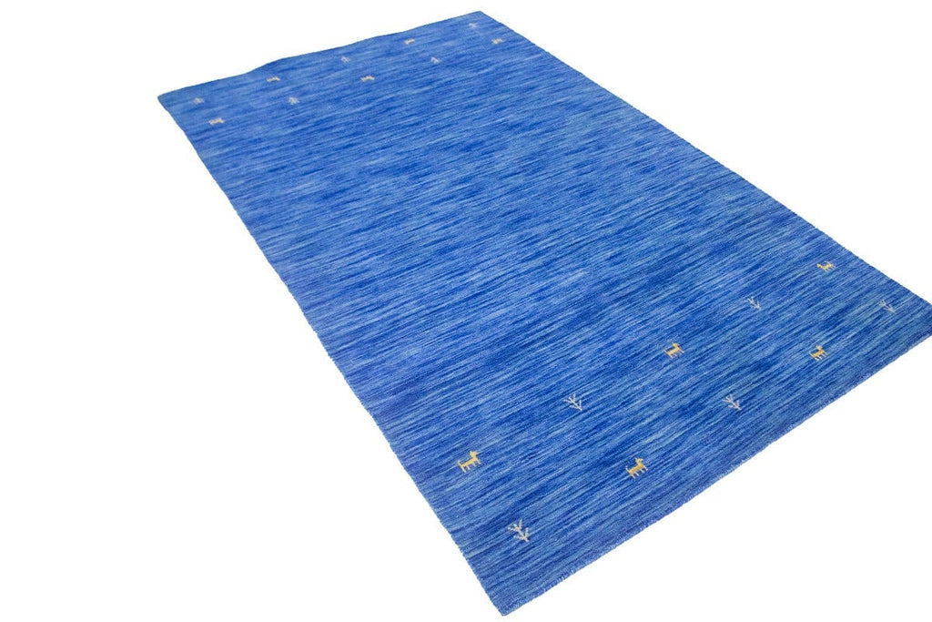 Solid Blue 5X8 Oriental Modern Rug