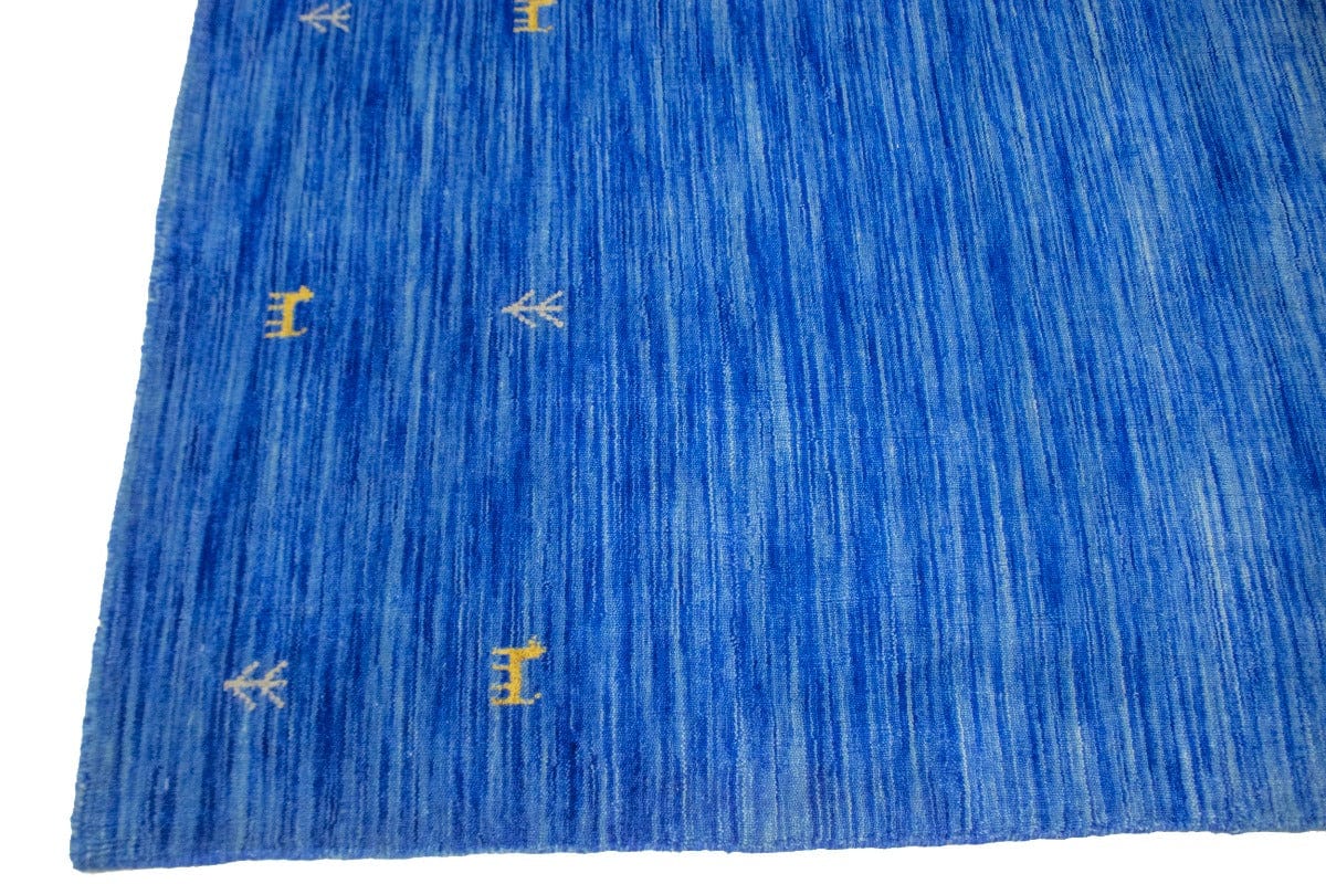 Solid Blue 5X8 Oriental Modern Rug